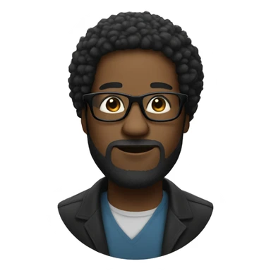 black man with an afro and a beard and black glasses sticker