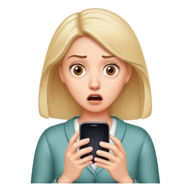 white Woman looking at cell phone shocked blow her mind sticker