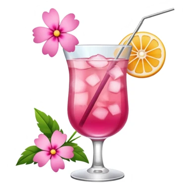 Cocktail with pink flowers sticker