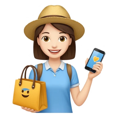 city tourist with souvenir bag sticker