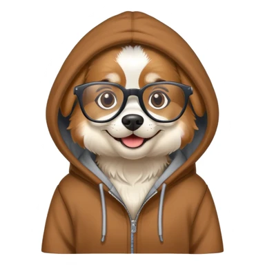 Dog wearing hoodie and glasses sticker
