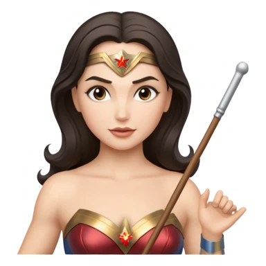 Wonder Woman holding white orchestra conductor’s baton sticker