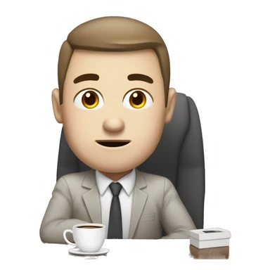 white-skinned, sleep-deprived office employee with coffee sticker