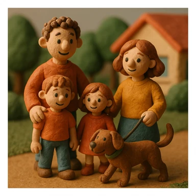 parents take their children home, family walking their dog home sticker