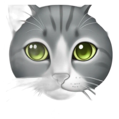 Gray cat with white mouth and white nose and light green eyes sticker