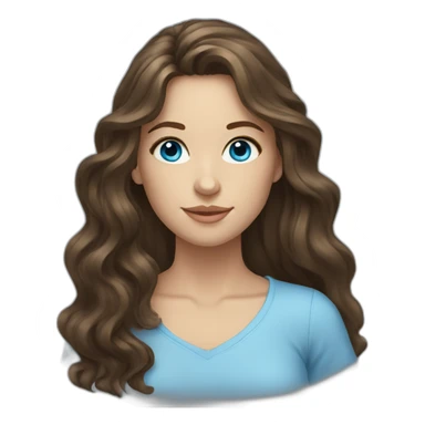 brunette long wavy hair girl blue eyes sticker