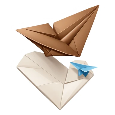 A brown heart and a white paper airplane next to it sticker