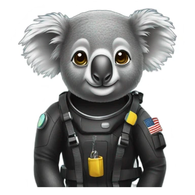 koala in black diving suit sticker