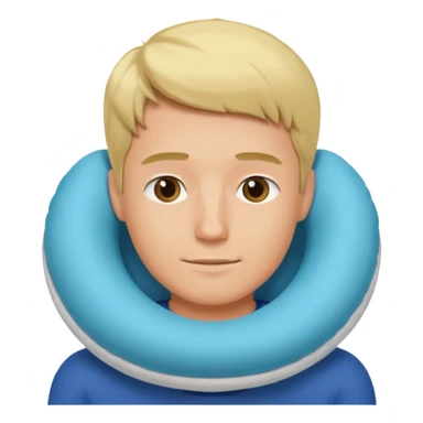 blonde man using travel pillow  sticker
