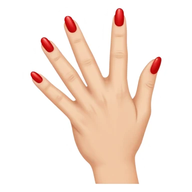 Side view of a hand with the index finger and thumb touching together as if clapping. The fingernails are long and painted. sticker