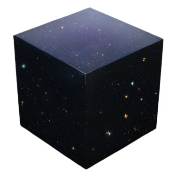 black crystallized cube map of universe sticker
