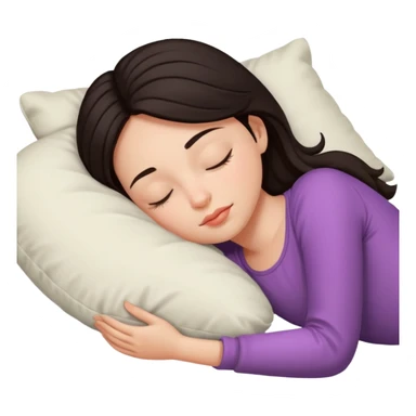 Sleeping girl on pillow dark hair sticker