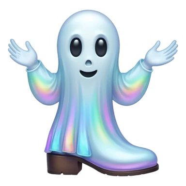 A holographic ghost with two boots sticker