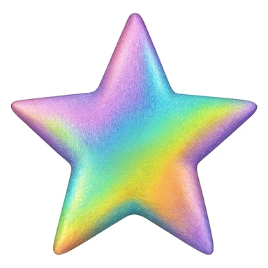 mini star with a glamorous and stylish holographic rainbow texture, no background sticker
