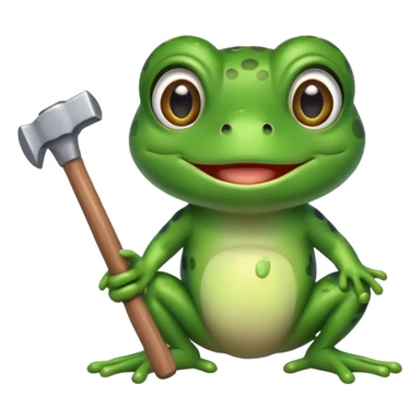 cute frog with hammer sticker