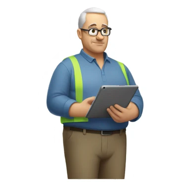 Middle aged over weight man working on an iPad  sticker