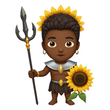 black god with sunflower, scepter, trident sticker