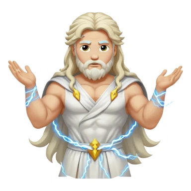 Zeus, whole body, white clothes, long hair, lightnings sticker