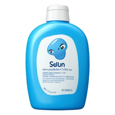 Blue Shampoo with a label that says Selsun Blue sticker