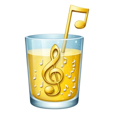 salt in the glass, sparkle icon(yellow), and music note in a row sticker