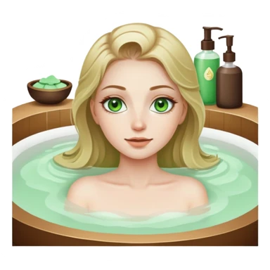girl with green eyes and dirty blonde hair enjoying a spa treatment sticker