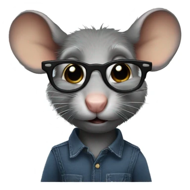 Rat in a black tucked in dress shirt and jeans with glasses sticker