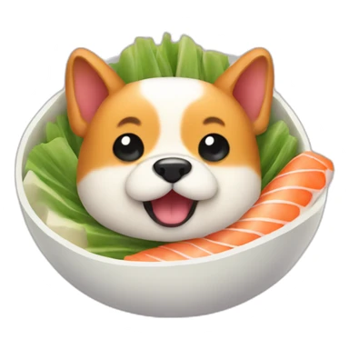 cute dog inside sushi like fish sticker