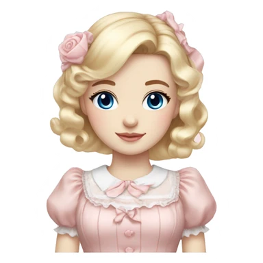 sweet lolita blond hair blue eyes white skin light pink dress sticker