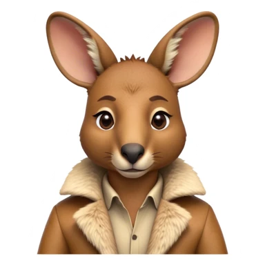 Cinematic Realistic Noble Kangaroo Portrait Emoji, Poised and dignified, with a strong, athletic build and a detailed, tawny coat rendered in natural fur texture, a distinctly elongated face with alert, expressive eyes and a subtle snout, high shine, intelligent and resolute, styled with an air of outback authority, focused and attentive, soft glowing outline, capturing the essence of a watchful and confident kangaroo that appears ready to bound out of the screen with effortless power! sticker