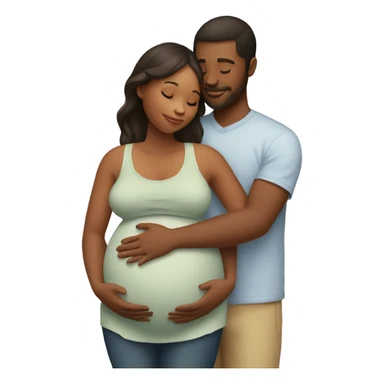 pregnant woman and her partner hug sticker