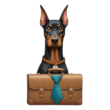 Doberdore dog in tie and with briefcase sticker