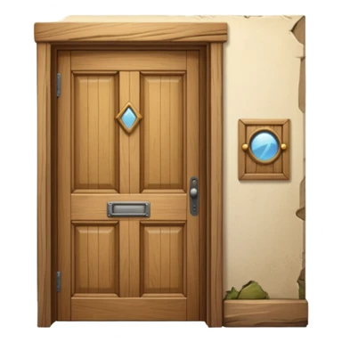 open wooden door sticker