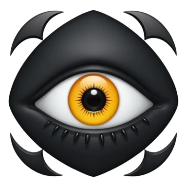 Minimal emoji, single eye made of black metal, pupil replaced by a solid metal number 8, restrained gothic symbolism, avant-garde minimalism, no glow, no neon, flat emoji style, centered, transparent background sticker