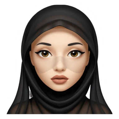 Face hidden under sheer black veil, lips and eyes barely visible sticker