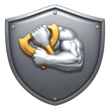 Steel gray shield with bicep flex icon sticker