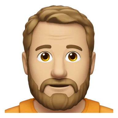 A head and shoulders shot of a 35 year old white man, with short brown hair, with beard facial hair,   with brown eyes wearing a t-shirt. sticker