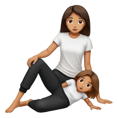 Girl fallen on floor phillipino white tshirt long black pants sticker