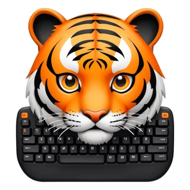 tiger face with gaming keyboard for PC gamers Twitch emote sticker