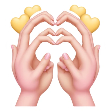 A pair of hands making a “heart” gesture in soft pink, beige and yellow pastel light sticker