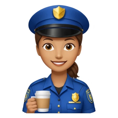woman police holding coffee sticker