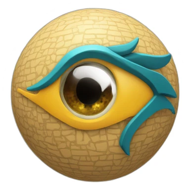 3d sphere with a cartoon Horse skin texture with Eye of Horus sticker