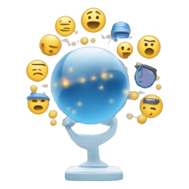 Create an emoji symbolizing 'Data & Society,' combining elements like a data cloud or network with a human figure or globe. The emoji should blend tech and human themes, capturing data's impact on society. sticker