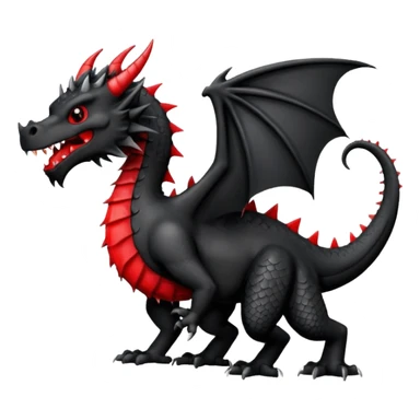 black Welsh dragon with spiked tail, heraldic style sticker