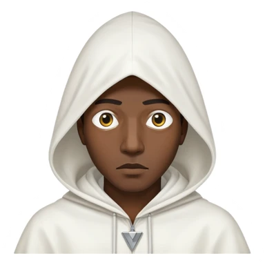 Black man wearing a triangular white hood with only eye holes sticker