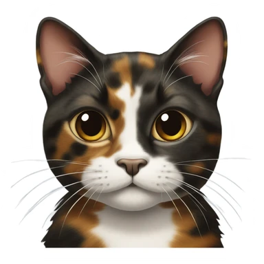 Tortoiseshell cat with white sticker