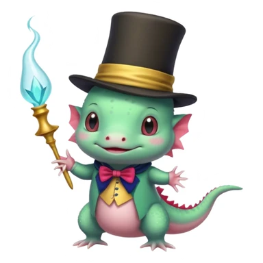 green axolotl with magician hat sticker