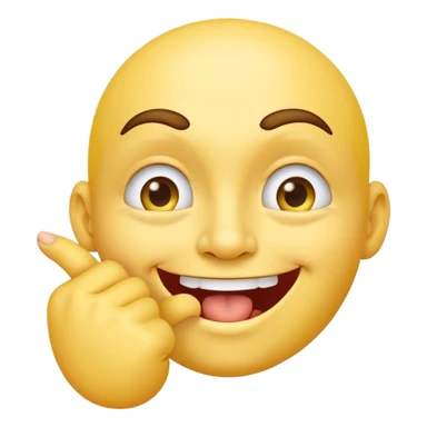 A simple (🙂) yellow, round face with a flirty expression: eyes slightly squinting, a cheeky smile, and biting its index finger in a playful, seductive way. sticker