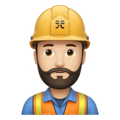 Ingeniero con barba y con casco y letra china minipeka   sticker