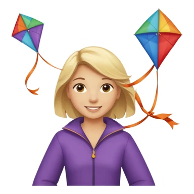 girl with kite,Kite Flyers, big kite. sticker