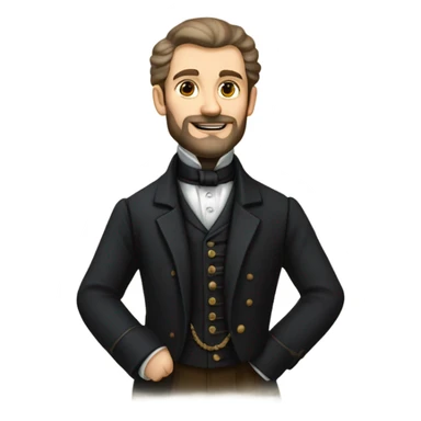 Ivan Kharytonenko, a famous Ukrainian philanthropist from Sumy. The emoji should depict him with a kind and noble expression, a well-groomed beard, and dressed in elegant 19th-century attire—such as a dark frock coat and a high-collared shirt.  sticker